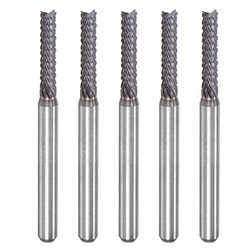 Image of uxcell End Mill CNC Router Bits, 2.5mm x 12mm 1 /8 inch Shank Diamond Film Coated Carbide Engraving Bit Milling Cutter Left Hand for PCB Plastic Fiber Wood 5pcs