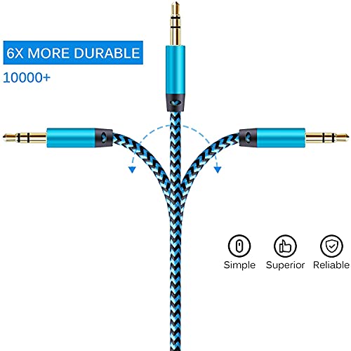 Aux Cord For Car, [6 Pack/10Ft] 3.5Mm Auxiliary Audio Cable, Braided Stereo Aux Chords Compatible Headphone Car, Iphone, Ipod, Samsung Galaxy, Htc, Lg, Google Pixel, Tablet Male To Male Extension #TOP2