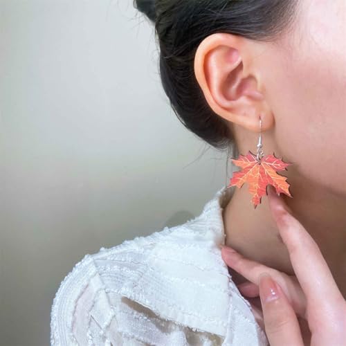 Cute Thanksgiving Earrings for Women Handmade Colorful Wooden Autumn Fall Turkey Chicken Pumpkin Maple Leaf Sunflower Dangle Drop Thanksgiving Fall Earrings Holiday Jewelry3