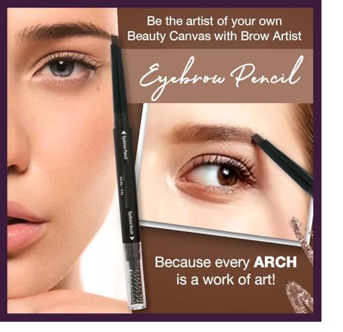 Image of Dual-Ended Eyebrow Pencil | Highly Pigmented | Slanted-Tip | Natural Finish | Smudge-Proof Eyebrow Pencil (brown) pack of2