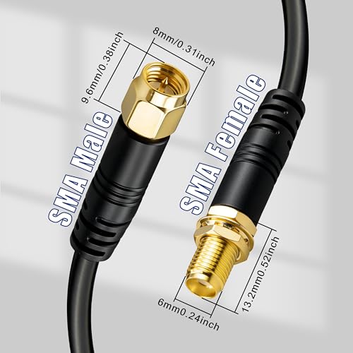 Image of SMA to SMA Upgraded Quad-200 Cable 50FT SMA Male to SMA Female Extension Cable Ultra Low Loss for 5G /LTE Cellular Routers, WiFi Antennas, GPS- Better Than Quad195