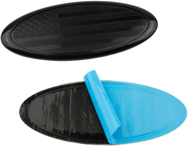 Miniatura 5 de Yukauto Placa de bandera estadounidense de 4.5 pulgadas, emblema ovalado para parrilla delantera y trasera para Ford Fiesta Focus EcoSport (negro)