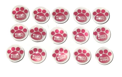 I LOVE DOG GLASS Thumb Tacks - Set of 15 Handmade Decorative Pins