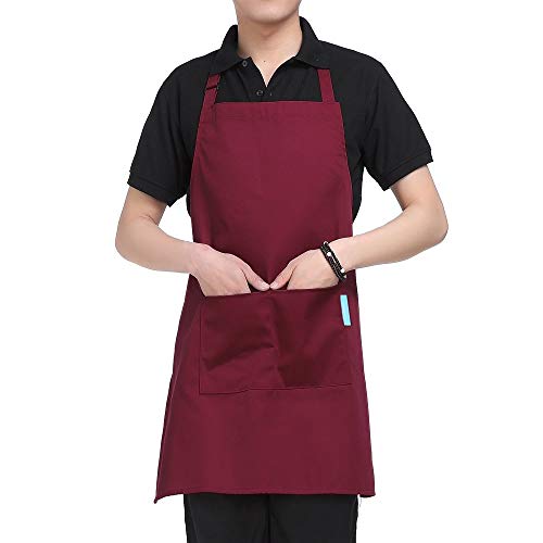 JRing Verstellbare Küchenschürze,Grillschürze für Frauen Männer Chef, Baumwolle (70 X 85CM) (rot)