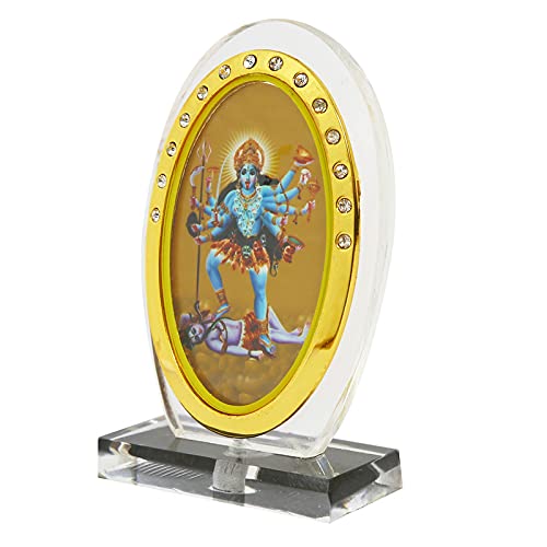 BISMAADH Car Dashboard Oval Shape Acrylic Showpiece Figurine Religious Idol Statue for Office & Home Décor (Kali Ma)