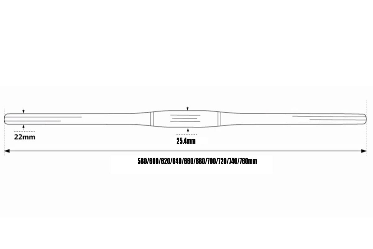 FukkeR Guidon De Cyclisme en Carbone Φ25.4 Bicyclette Plat Bar De 580/600/620/640/660/680/700/720/740/760mm VTT Barre pour Vélo À Pignon Fixe BMX DH XC AM FR (Color : Black, Size : 700mm)