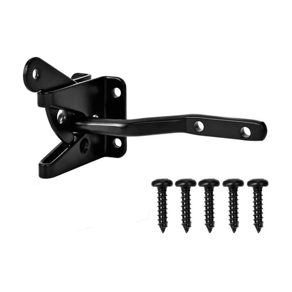 Palut Black Stainless Steel Gate Latch, Auto Gravity Lock For Garden Wooden
