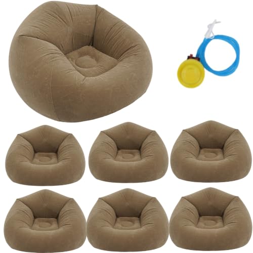 Image of 6 Pcs Inflatable Bean Bag Chairs with Pump, Blow up Couch for Kids & Adults