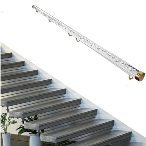 Rampe d'escalier en acrylique avec support mural doré pour rambarde intérieure