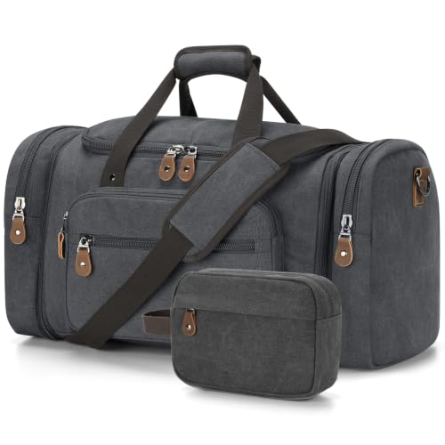Image of Gonex Canvas Duffle Bag, Expandable 60L Travel Overnight Weekender Bag
