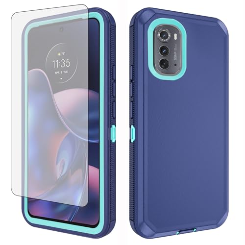 Asuwish Phone Case for Motorola Moto Edge 2022/MotoEdge 5G UW 2022 Cell Cover Hybrid Rugged Shockproof Protective Drop Proof Full Body Heavy Duty Mobile Accessories Gen 3 XT2205-1 XT2205-2 6.6 Blue