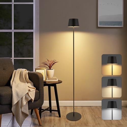 Homefire LED Stehlampe Wohnzimmer Modern 120cm: Solar Stehleuchte Outdoor Dimmbar 3000K-6500K mit USB-C Aufladbar Akku Kabellose Standleuchte...