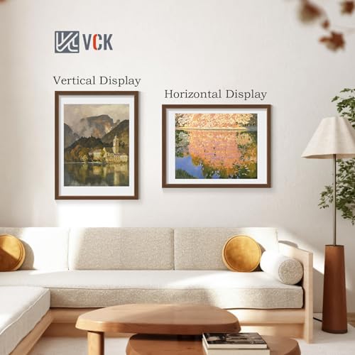 Image of VCK 18x24 Poster Frame 5 Pack, Brown Wood, 16x20 Mat, for Wall Art