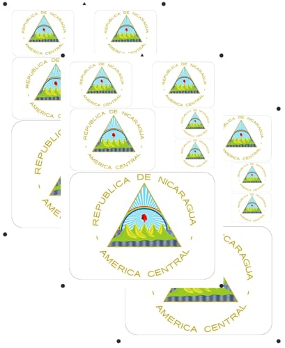 vmcoatdu Nicaragua Coat of Arms Laser Printing National Emblem Sticker 3 Pcs Decal in Multiple Sizes Stickers (Blue Nicaragua)
