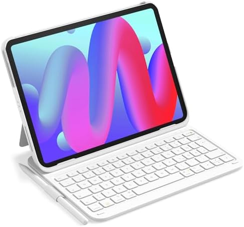 Inateck Hülle mit Tastatur für iPad 11(A16)/10. Gen, Ultraleicht 427g | Kompatibel mit iPad Air 11" M4 2026/M3/M2, Air 5/4, Pro 11", mit Stiftfach, AirTap, Weiß