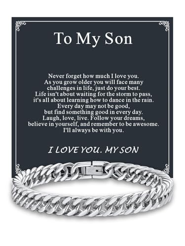 Supcare Cuban Chain Bracelet for Son 21cm Sons Bracelet with To My Son Card Medical-Grade 316L Stainless Steel Boys Bracelets Surprise Gift for Son on Graduation/Christmas & Birthday