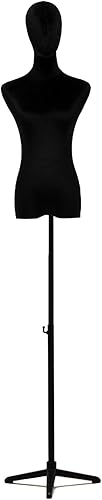 Vestido de maniquí femenino con forma de torso con base de trípode, altura ajustable, 57-74 pulgadas, cuerpo de torso de maniquí de costura para