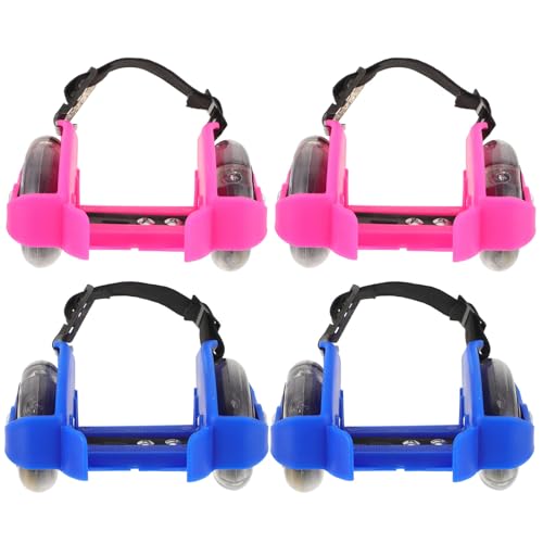 MUELODSIC 2Pairs Beginner Roller Skates for Protective Skating Shoes with Light Up Wheels for Outdoor