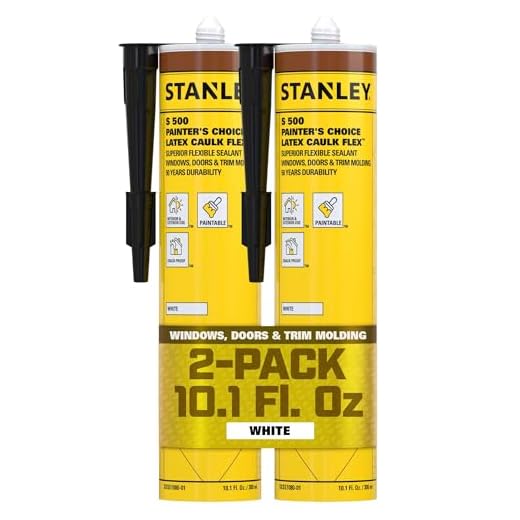 Stanley S500 Ultra Performance Caulk Acrylic Sealant - Painters' Acrylic Latex Interior & Exterior Caulk for Cracks and Ceiling, Waterproof, White, 10.1 fl.oz. 2 Pack