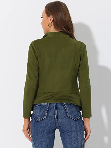 Image of Allegra K Women Faux Suede Jacket Lapel Draped Open Front Cardigan Casual Trendy Suede Blazer