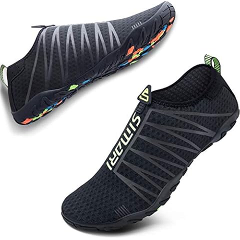 SIMARI Womens Mens Sports Water Shoes Quick Dry Barefoot for Swim Diving Surf Aqua Pool Beach Walking Yoga 104 Black Cover