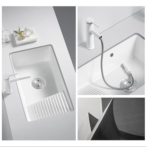 Lavabo rectangulaire céramique avec planche à laver pour buanderie