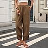 bawilom Cotton Linen Pants for Women Drawstring Hi... #5