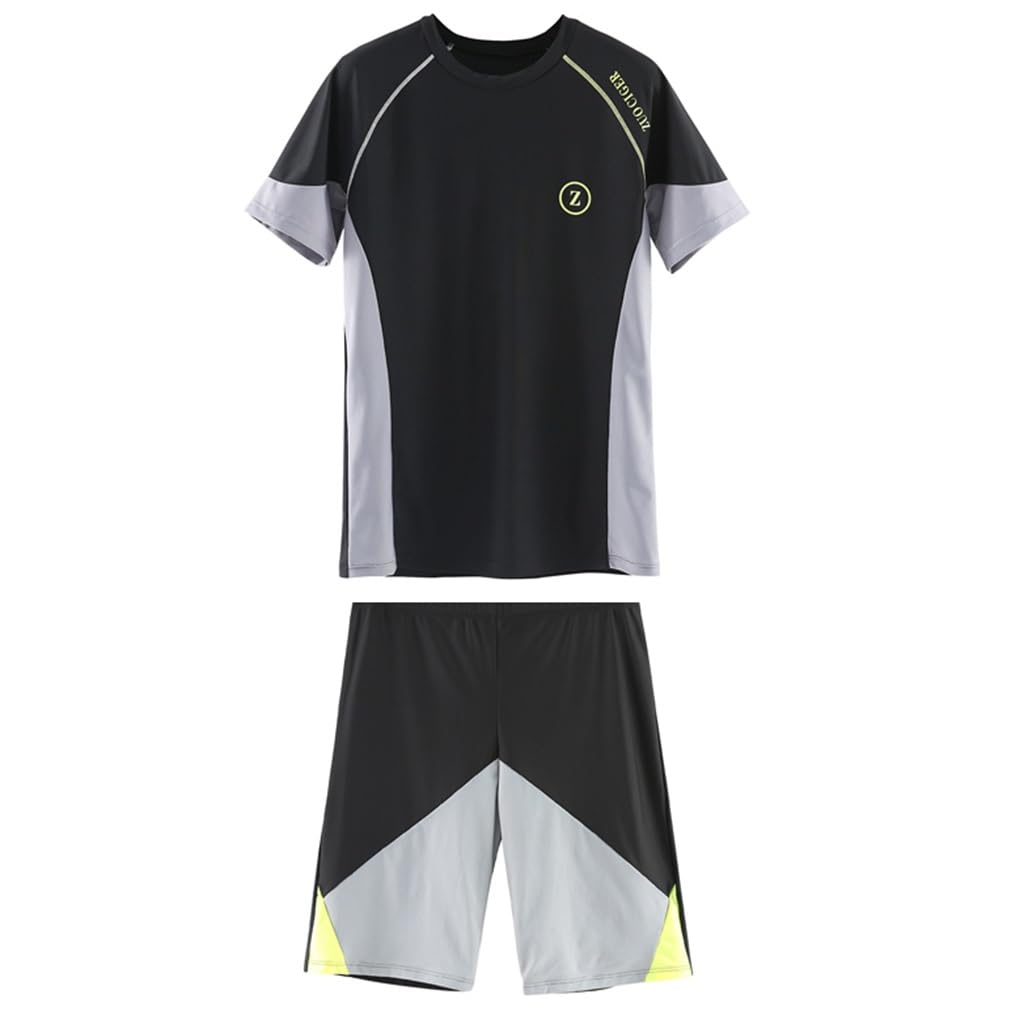 ElzEy Schnell Trocknende Badebekleidung Oberteile + Badeshorts Stärkeres Gummiband Brustbinder Badeanzug für Trans Lesbian Tomboy Transgender-FTM (Color : Black, Size : S)