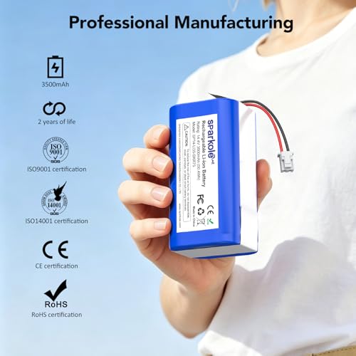 Image of 3500mAh Replacement Battery for Shark Vacuum, for Shark Ion Series | 14.4v Li-ion RVBAT850 Battery for Shark Ion RV850, R75, AV751, AV752, R85, RV850C, AV753, RV761, RV871, RV912S, RV720 N