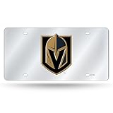 Rico Industries NHL Vegas Golden Knights Laser Inlaid Metal License Plate Tag , Silver, 6 x...