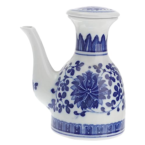 Ciieeo Ceramic Seasoning Storage Pot Vinegar Soy Sauce Dispenser with Lid Sturdy Condiment Container for Home Restaurant Floral Design Idea