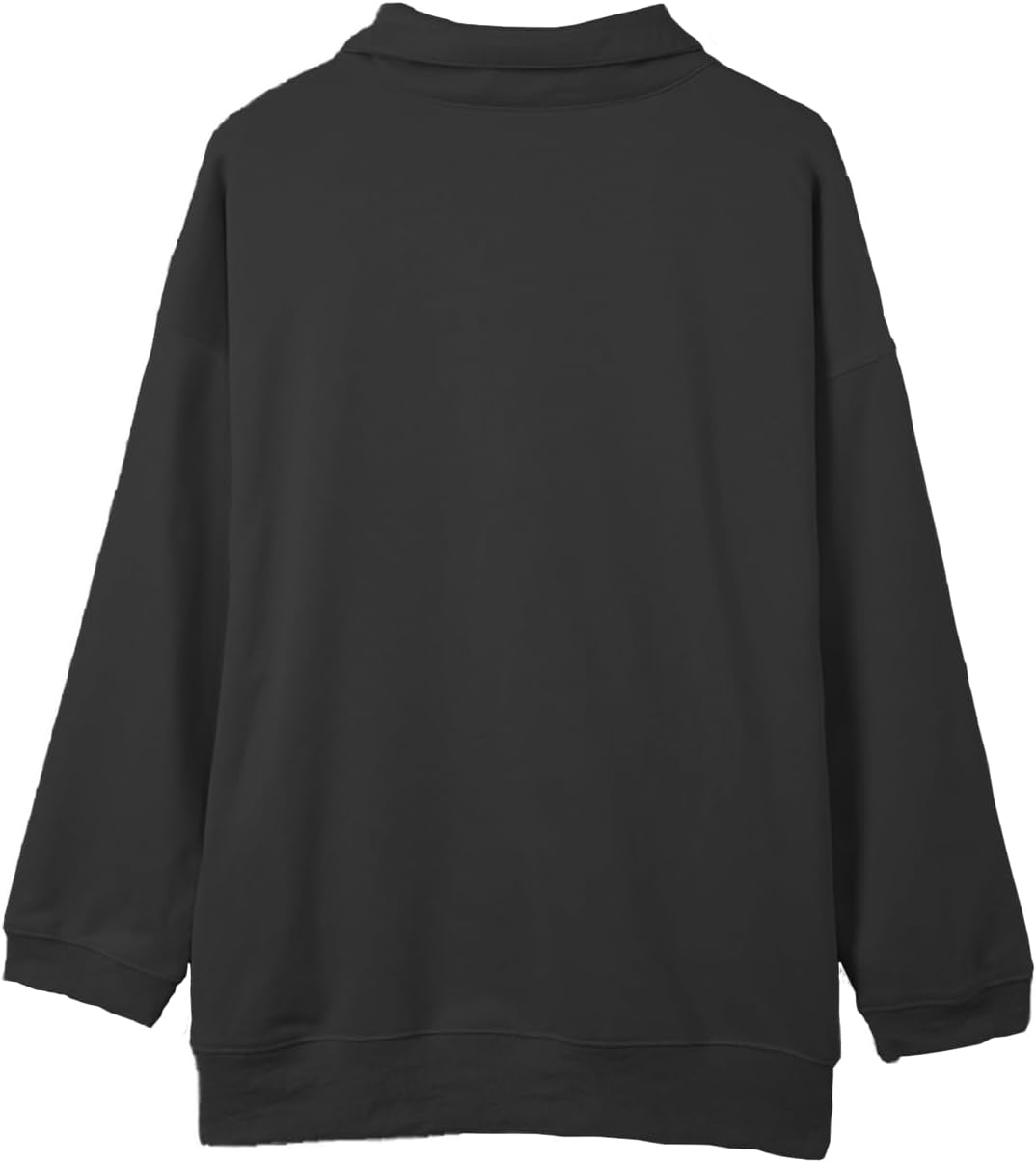 VISLILY Plus-Size-Sweatshirts for Women Oversized Half Zip Pullover Casual Long Sleeve Sweater Dressy Tops with Pocket XL-5XL - Image 3