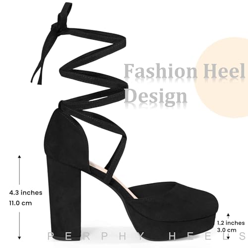 Perphy Lace Up Strappy Platform Block Heel Pumps for Women3