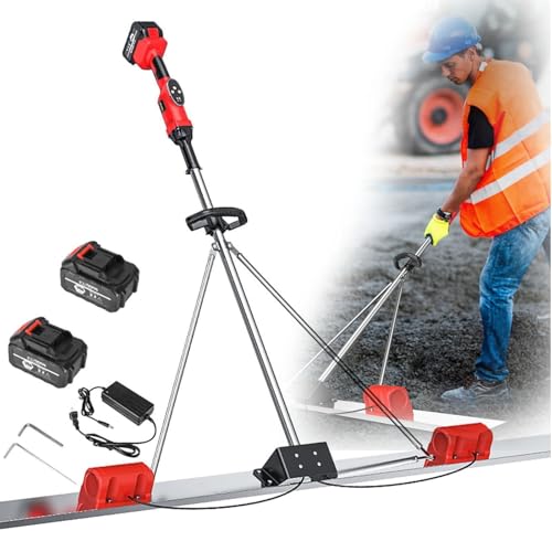 Lbxlhr Grattoir à béton électrique, kit vibratoire pour Chape à béton, Lame de 150 cm (6 000 TR/Min) avec 2 Batteries au Lithium Rechargeables de 25000 mA