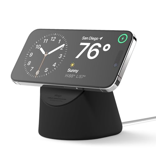 elago MS1 Charging Stand Compatible with MagSafe Charger - Premium Silicone Stand Compatible with iPhone 17/16/15/14/13/12 Series, Designed for iOS Standby Mode [Black] [Charging Cable Not Included] by elago - Used condition - CA$17.38