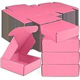 Small Shipping Boxes, 50 Pack Cardboard Box Corrugated Mailer Boxes Small Corrugated Boxes For Shipping Packaging Craft Gifts Giving Products, 6 x 4 x 1.6 Inches (Pink)