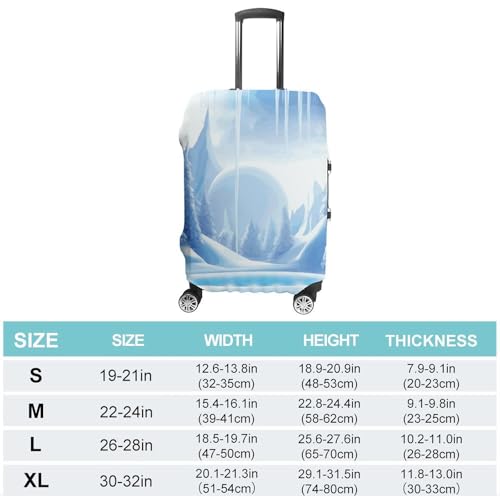 Snow Ice World Travel Luggage Cover Dustproof Suitcase Cover Luggage Covers For Suitcase Thicken Elastic Suitcase Protector Washable Baggage Covers Fit 19-32 Inch Luggage S2