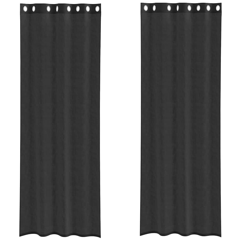 vidaXL - Voile Curtains - 140 x 300 cm - Black