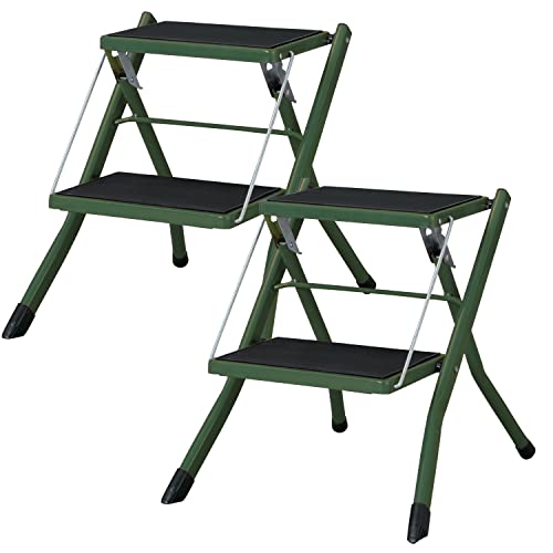 PaletteLife ステップ台 アシスタ 踏み台 折りたたみ 2段 グリーン 2個セット