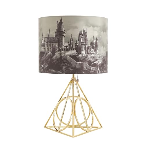 Image of Idea Nuova Harry Potter Figural Gold Wire Base Table Lamp with Printed Hogwarts Shade, 16" H