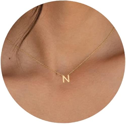 Hayopi Initial Necklaces for Women,Dainty Gold Plated Letter Necklace Name Personalized Monogram Pendant Necklace Simple Cute Initial Necklace