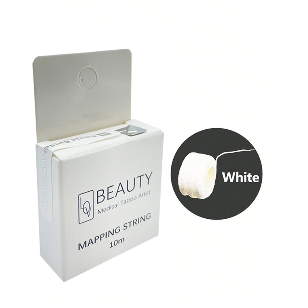 Pre-Inked Brow Mapping String for Microblading Eyebrow Marker Thread Tattoo PMU Microblading string Measuring Tool for Marking Symmetrical Eyebrows (white Pre-Inked (2 Pack))