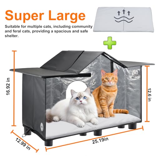 Texsens casinha para gatos ao ar livre - abrigo para gatos grande à prova de intempéries para fora c