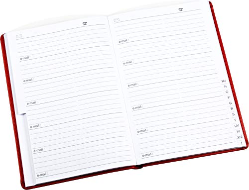 Esposti Large Address Book | 360 Spaces | Address Books with Alphabetical Index | Notes, Special Occasion & Dates Sections | Soft Faux Leather Stitched Cover | Red | 131 x 196 mm - Image 2