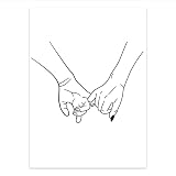 Couple romantique tenir les mains bras dans le bras doigt toucher doux amour coeur famille compagnon toile peinture mur Art affiche et impressions salon chambre bureau décoration murale