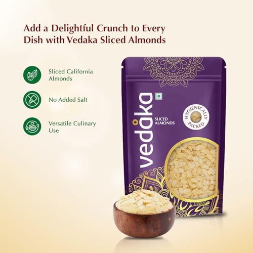 Image of Amazon Brand - Vedaka Sliced Almonds| 200 g | California Almonds | For Cooking, Baking and Garnishes | High Protein and Fiber