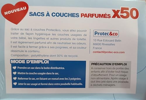 PROTEC&CO 100 Sac à couches Parfumé Opaque et Hygiénique x2 Etuis de 50 sacs (abricot) – vue 3