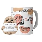 LA CASA DE LAS TAZAS® Tazas Frases Motivadoras. Regalo Dia Madre -Regalo Mama - Tu Mejor Amiga Eres Tu - Frases Autoestima, Reflejos de Amor Propio - Regalo Ideal Mujeres (Pack Taza+ patata positiva)