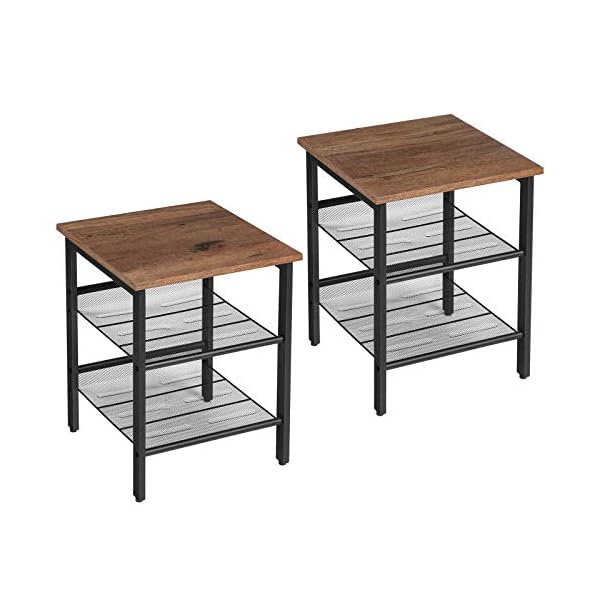 VASAGLE Side Table Set, Nightstand, Industrial Set of 2 Bedside Tables