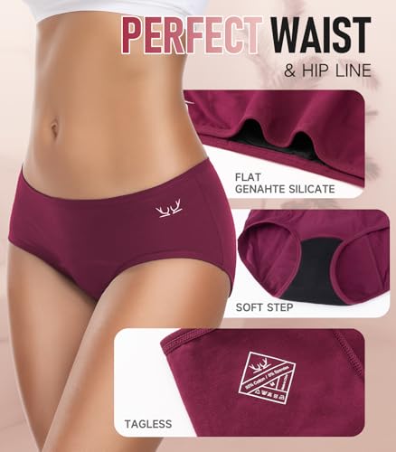 Image of RUIXUE Womens Period Underwear Heavy Flow Menstrual Period Panties Leak-Proof Hipster Panty for Female Teens Girls 3 Pack